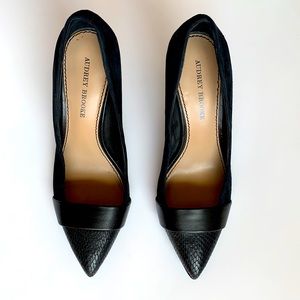 Black pointed toe heels